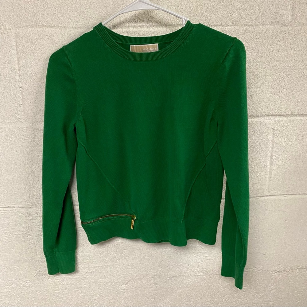 Michael Kors Green Crew Neck Long Sleeve Sweater Size P/S